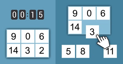 Numbers memory game - Grid with numbers to memorize