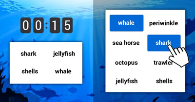 Words memory game - sea theme