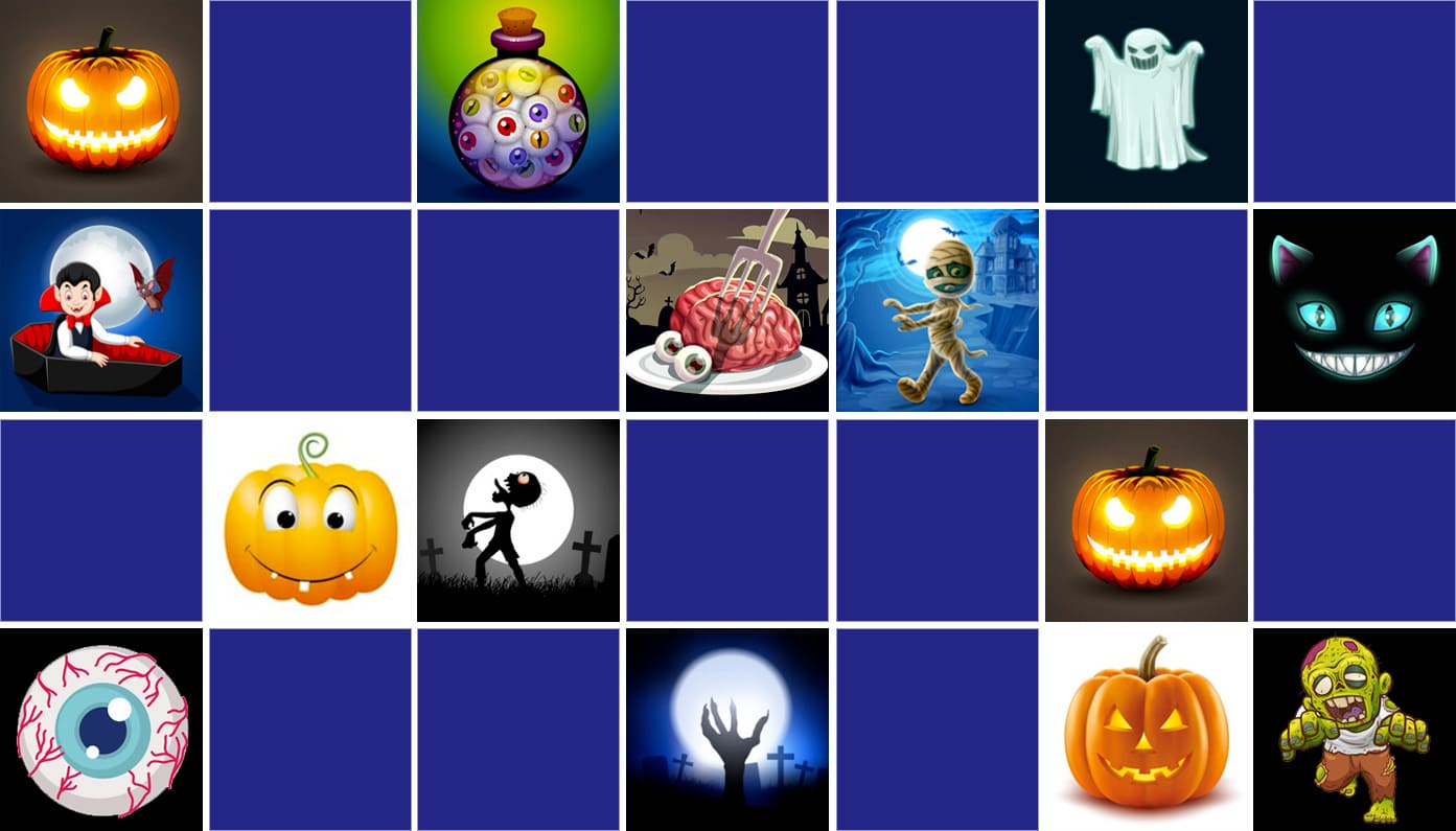 Jeu de memory enfant - Halloween - en ligne et gratuit | Memozor