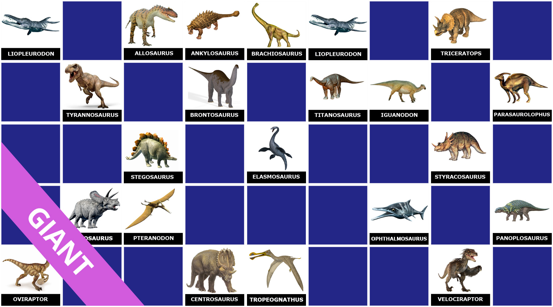 Play big matching game - Learn easily the dinosaurs name - Online & Free |  Memozor