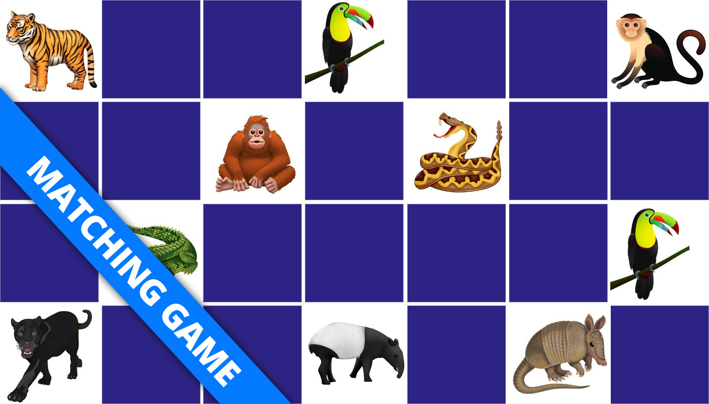 Play matching game for kids - jungle animals - Online & Free | Memozor