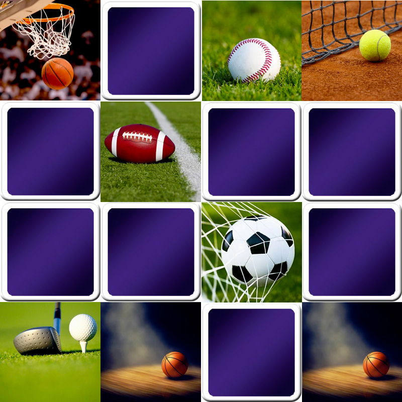 Play matching game for adults - Sports objects - Online & Free