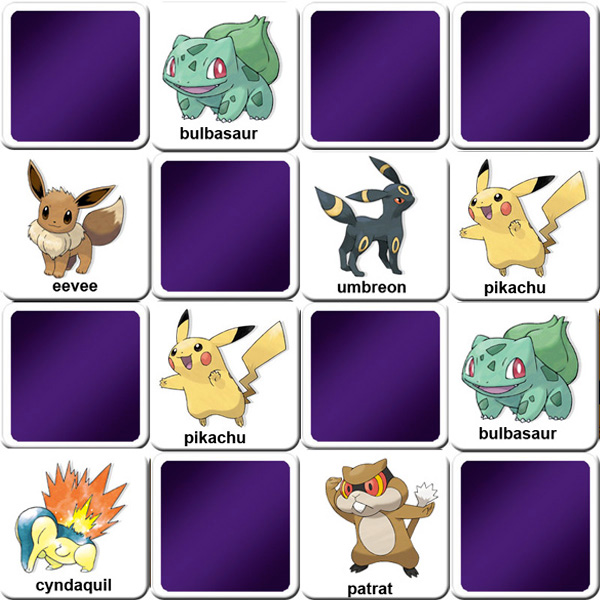 Play matching game for kids - Pokemon cards - Online & Free