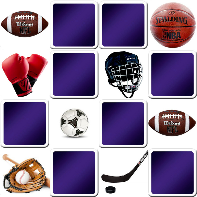 Play matching game for adults - Sports objects - Online & Free